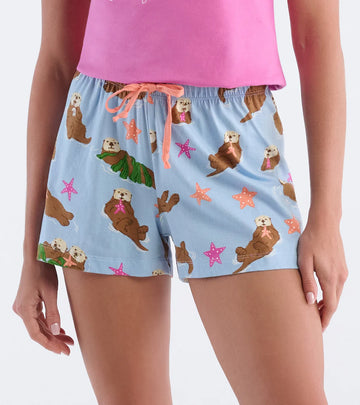Little Blue House Women's Happy Otters Sleep Shorts